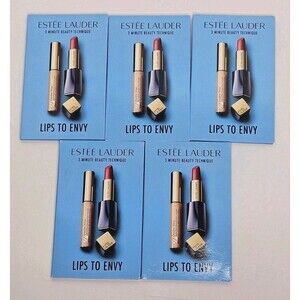Lot Of 5 Estee Lauder 3 Minute Beauty Technique Lips To Envy 4 PIECE SAMPLE